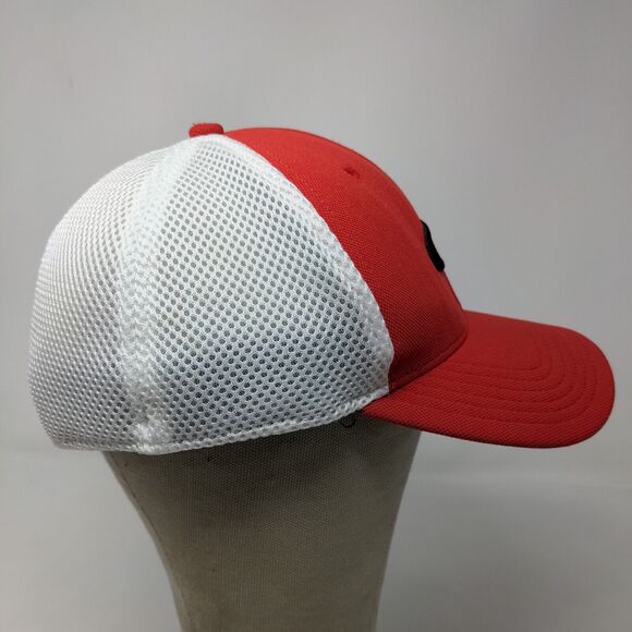 A-Flex Men's Fitted Mesh Back Hat Red White Size L/XL Embroidered O Logo - Picture 6 of 13